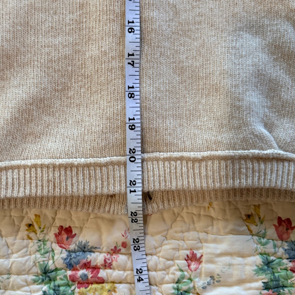 Flower Fields Cream Cardigan Sweater with Orange Floral Appliqué - Large - Picture 4 of 7